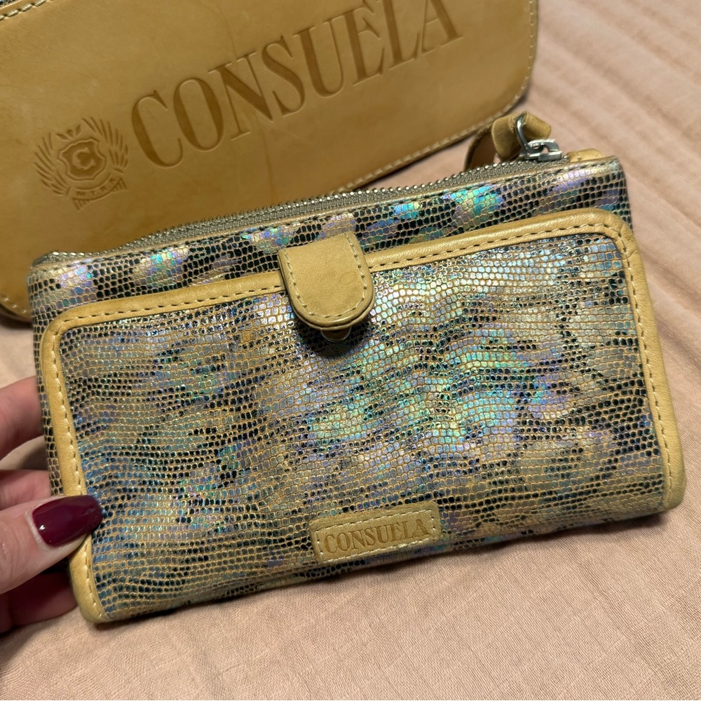 Consuela Iridescent Gold and Tan Wallet